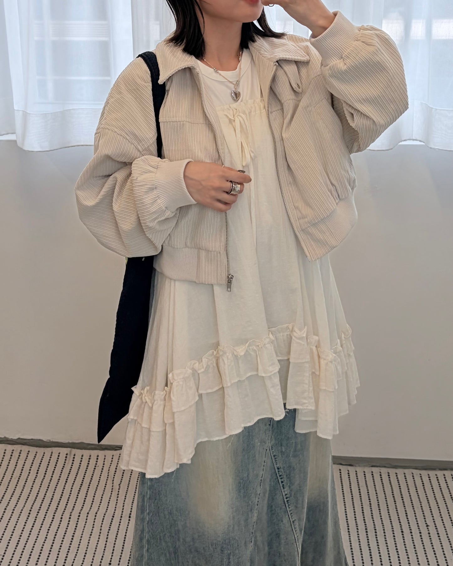 JK48- Corduroy Zip Cardigan | Ivory | Brown | Black