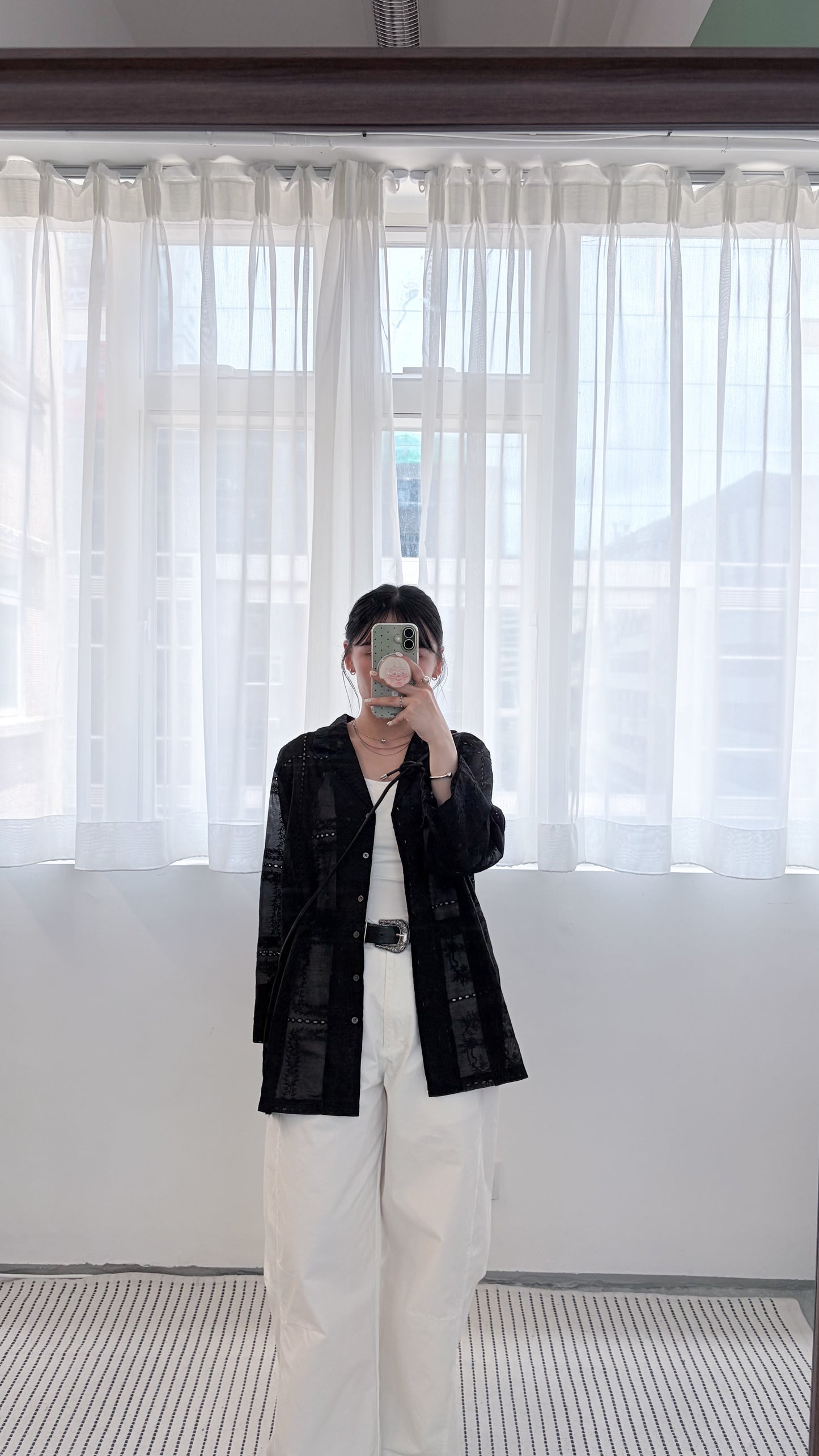 JK53- Embroidered Shirt Jacket | Black