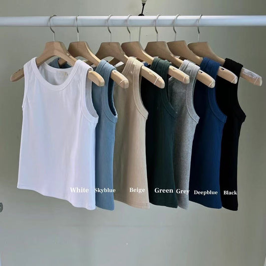 TP484- 厚身Basic Vest ｜ White | Beep blue | Black | Sky blue | Beige | Grey | Green