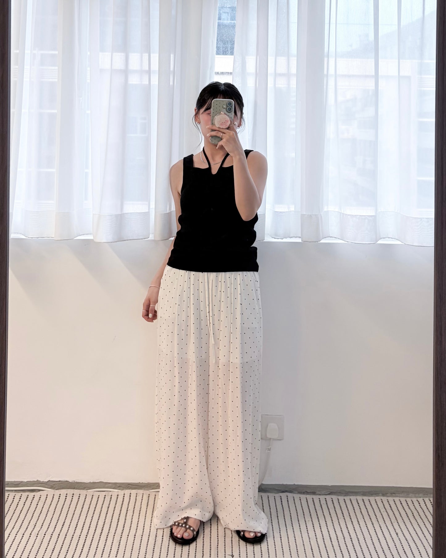 PT116- Dot Dot Easy Pants | White | Black
