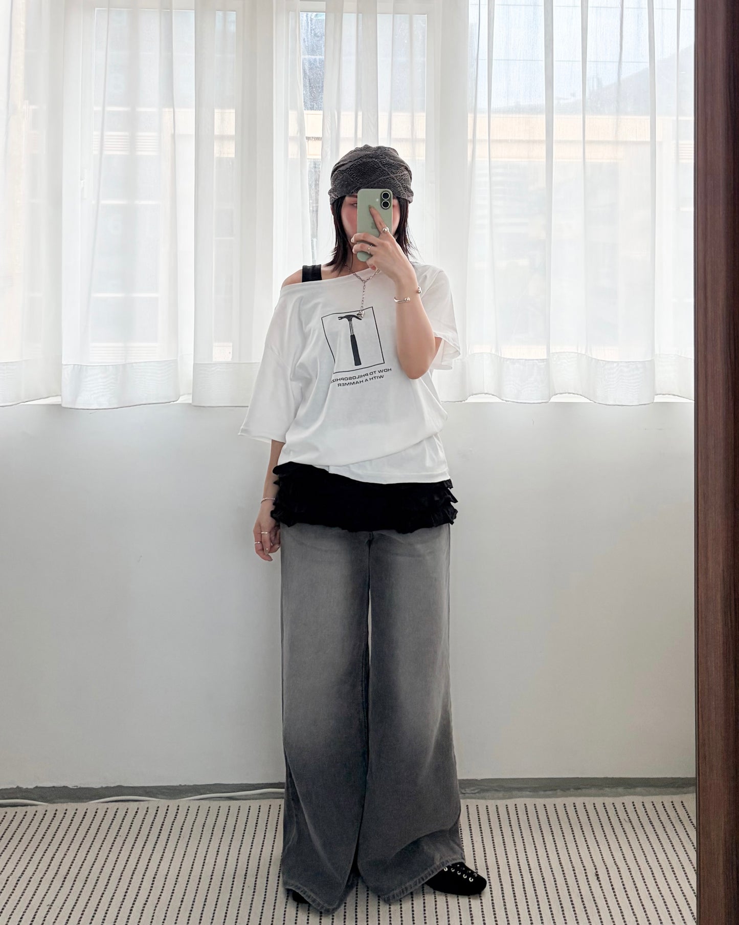TP774- Wide Neck 🔨 Tee | White  | Black