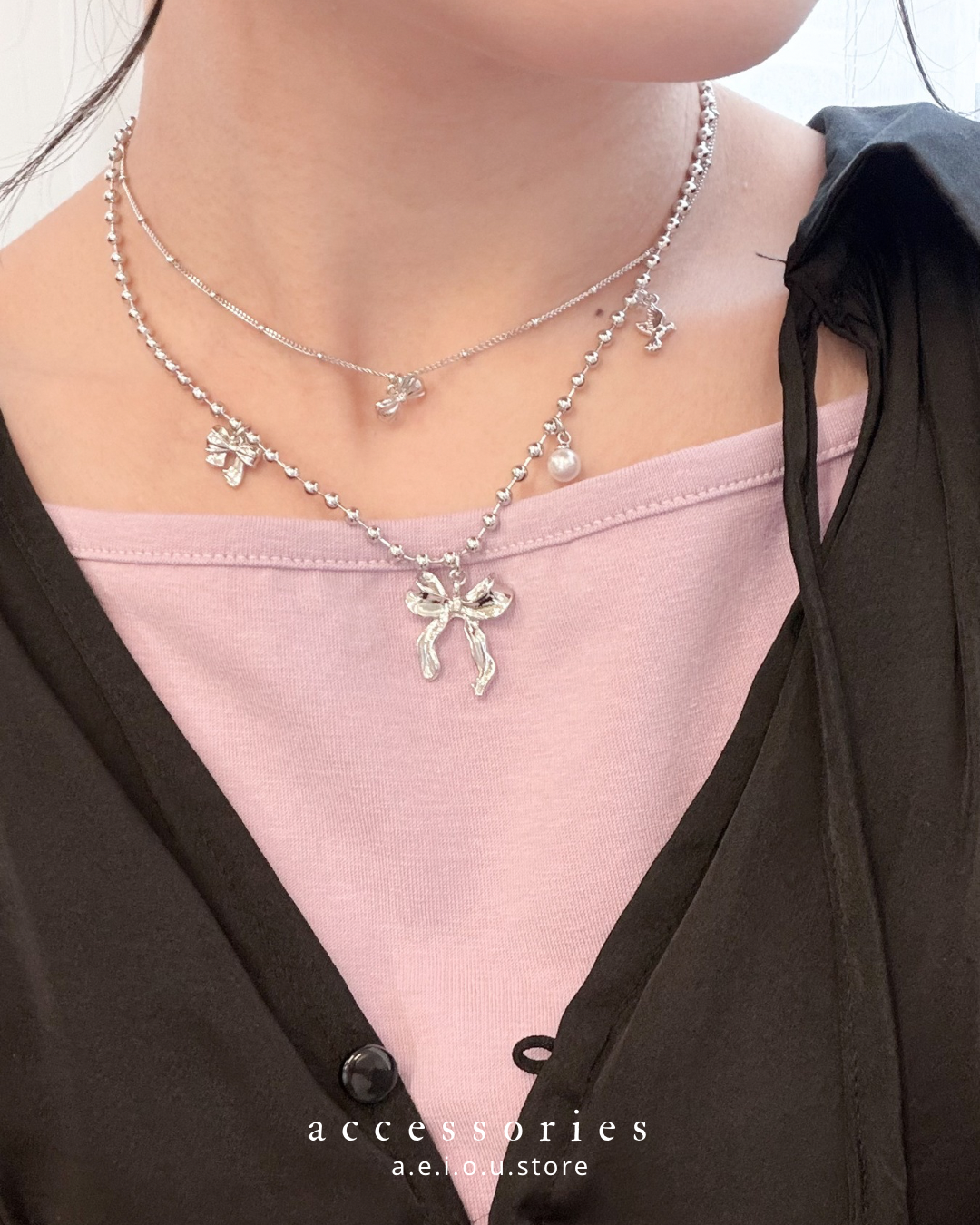 AC313- Ribbon Bird Necklace Set