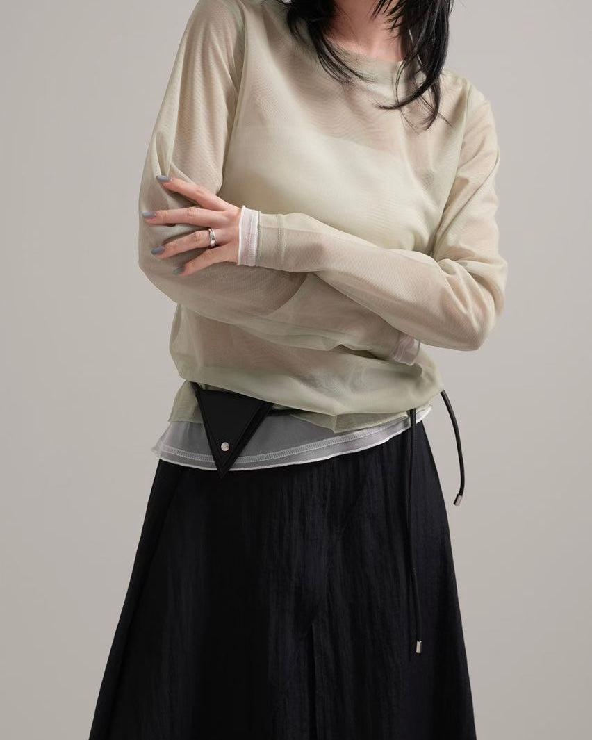BT15- PU Triangle Pocket Belt | Ivory | Beige | Brown | Black