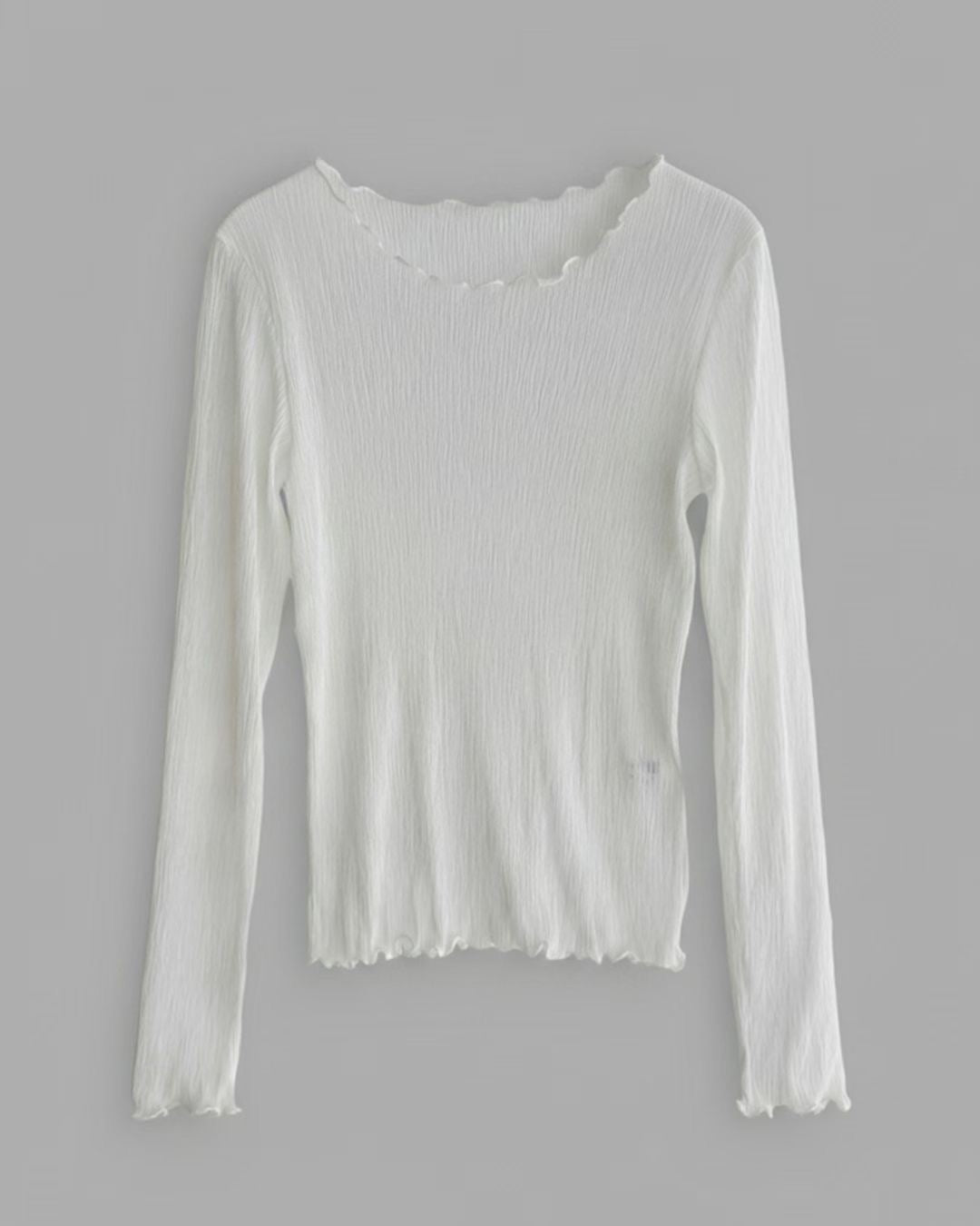 TP735- 樹紋 See-through Ruffle Top | White | Light grey | Grey | Blue | Black ( 超大彈性 )