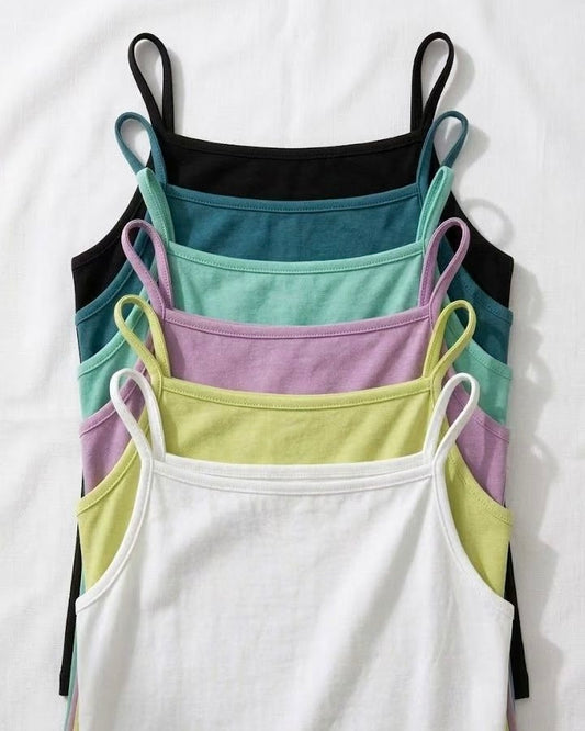 TP788- Colorful Off-shoulder camisole | White | Black | Blue | Green | Pink | Yellow