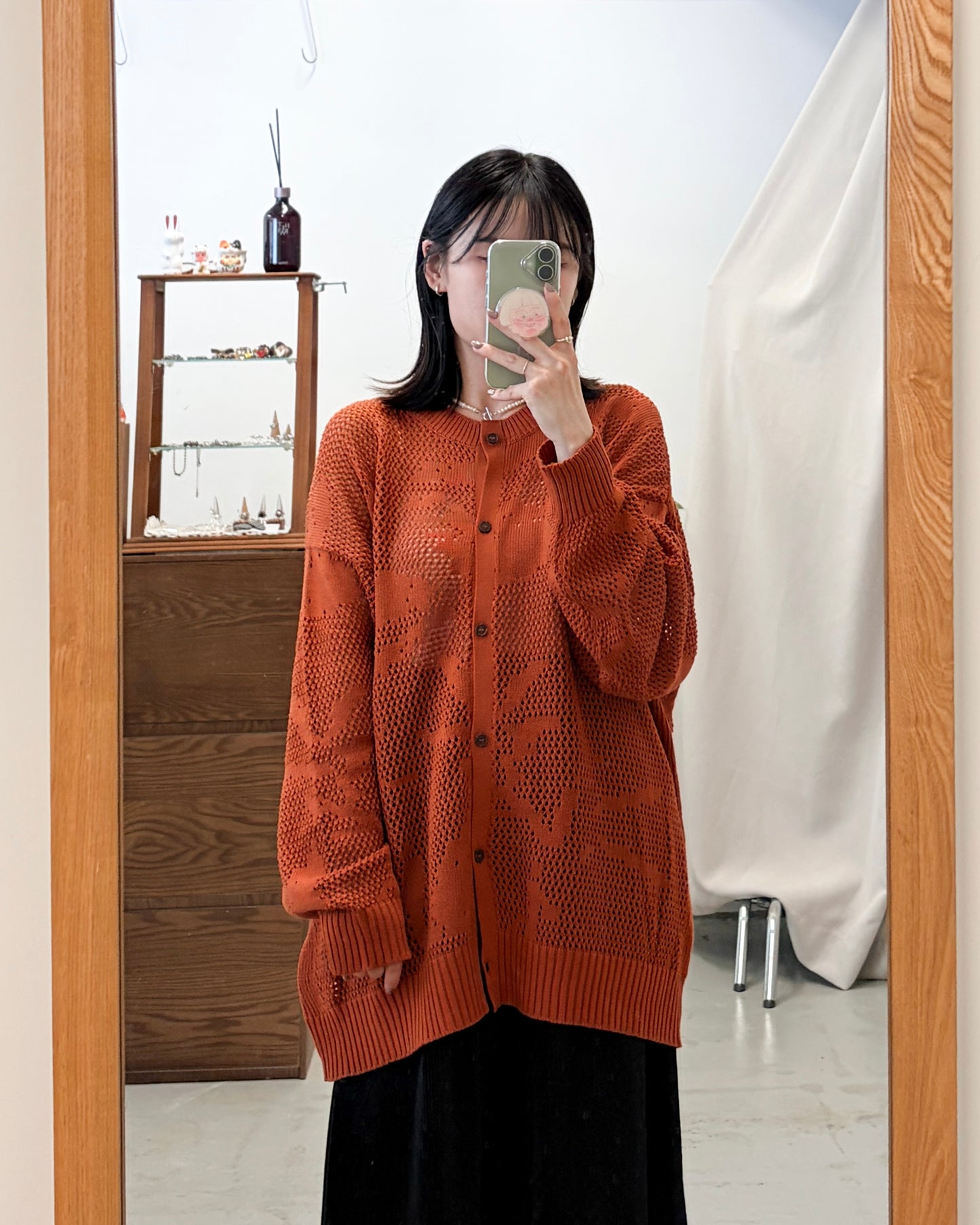 JK52- 🌿Botanical Pattern Knit Cardigan | Ivory | Orange | Blue | Black