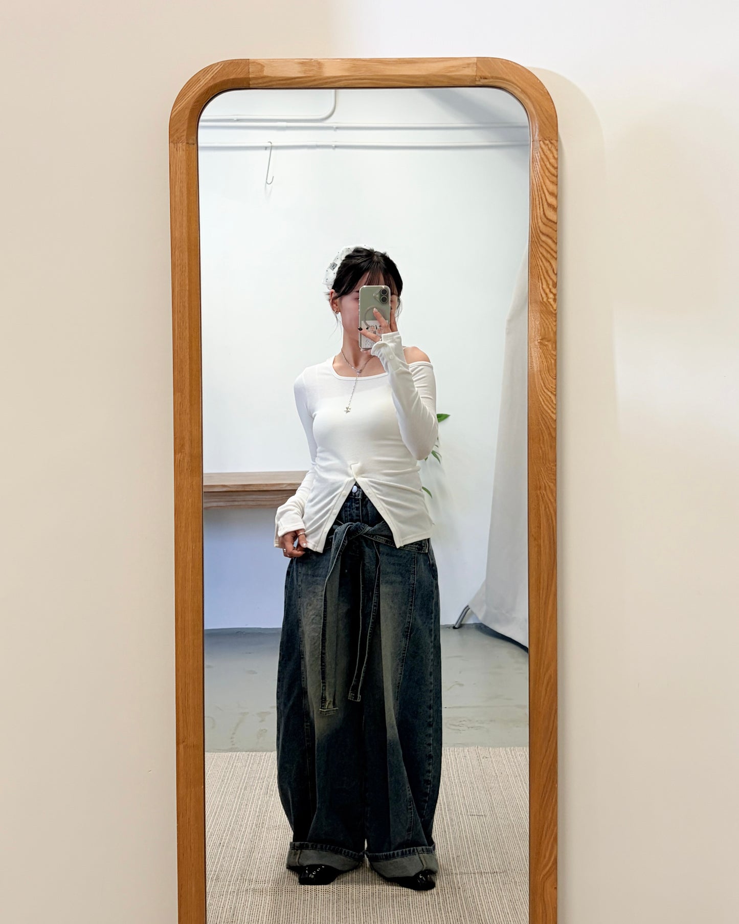 TP720- 斜肩貼身Button Cotton Top | White | Grey | Black