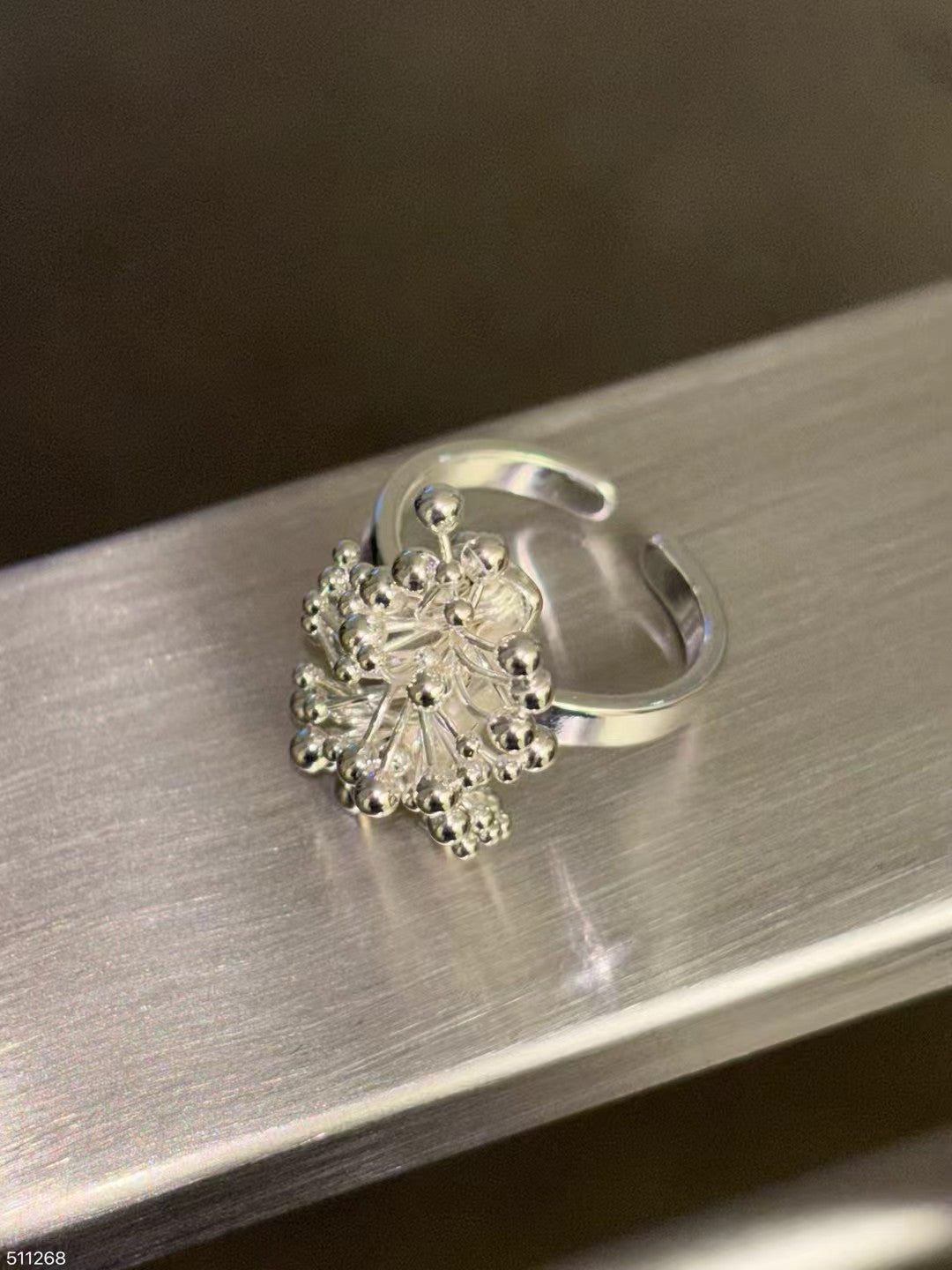 AC293 - 長方形煙花戒指 ( 鍍銀 ) #13 up