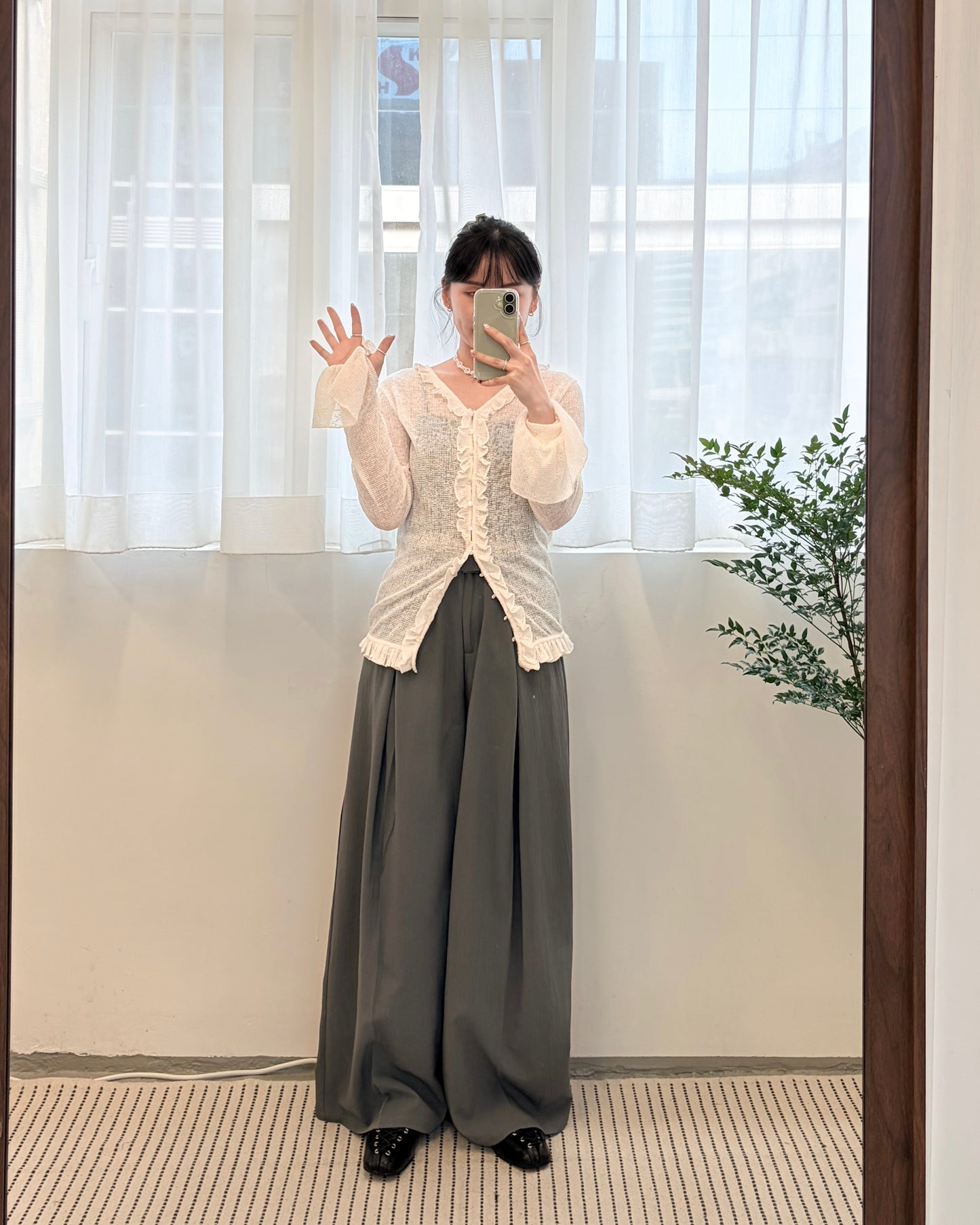 TP688- Gorgeous Ruffle Top | Ivory | Grey | Black