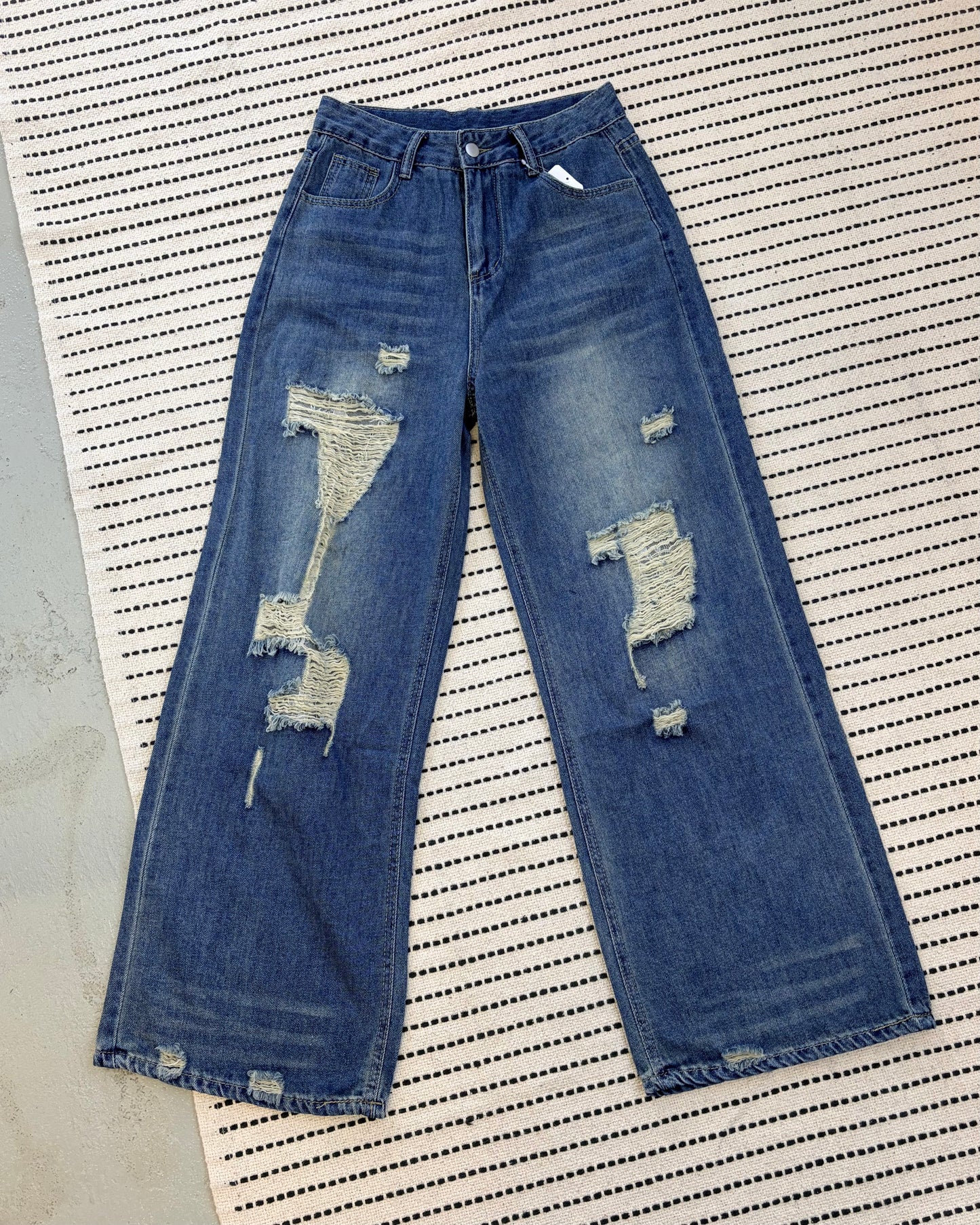 PT102- 破爛Lace Full Length Jeans