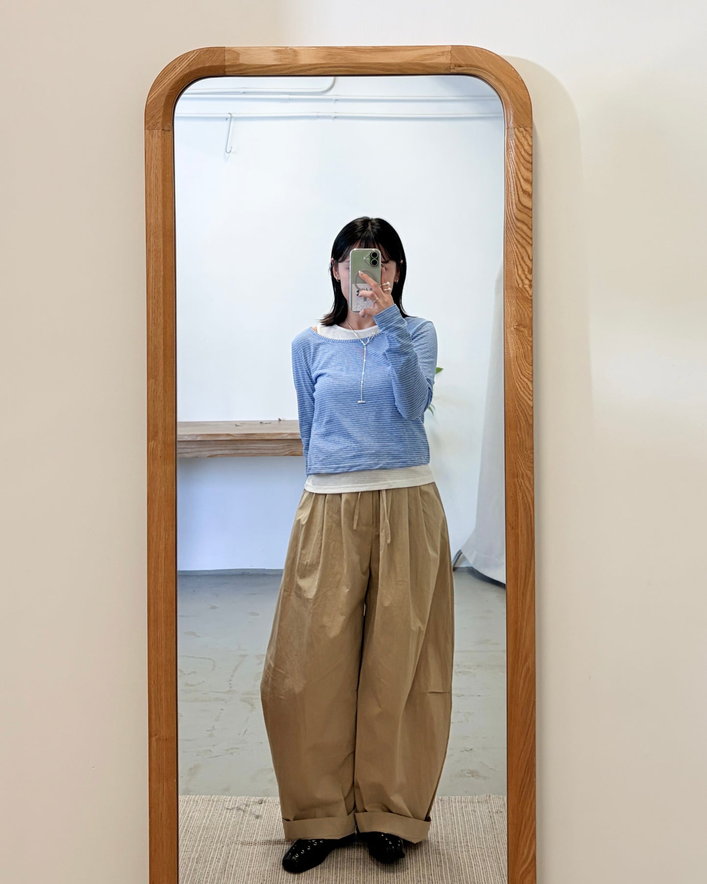 PT105- Ruffle Wide Pants | Beige | Khaki