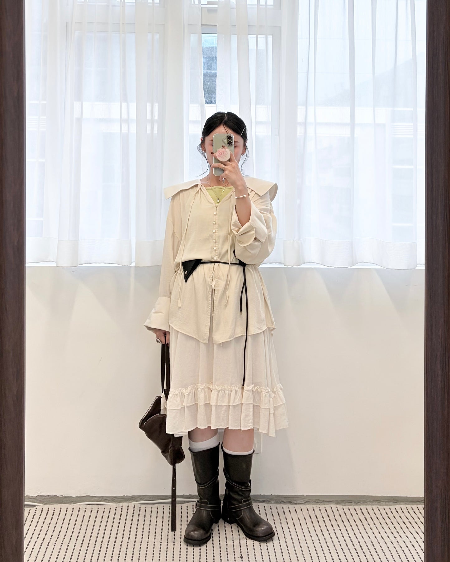 TP785- Sailor Coller Rayon Blouse | White | Beige | Blue | Black