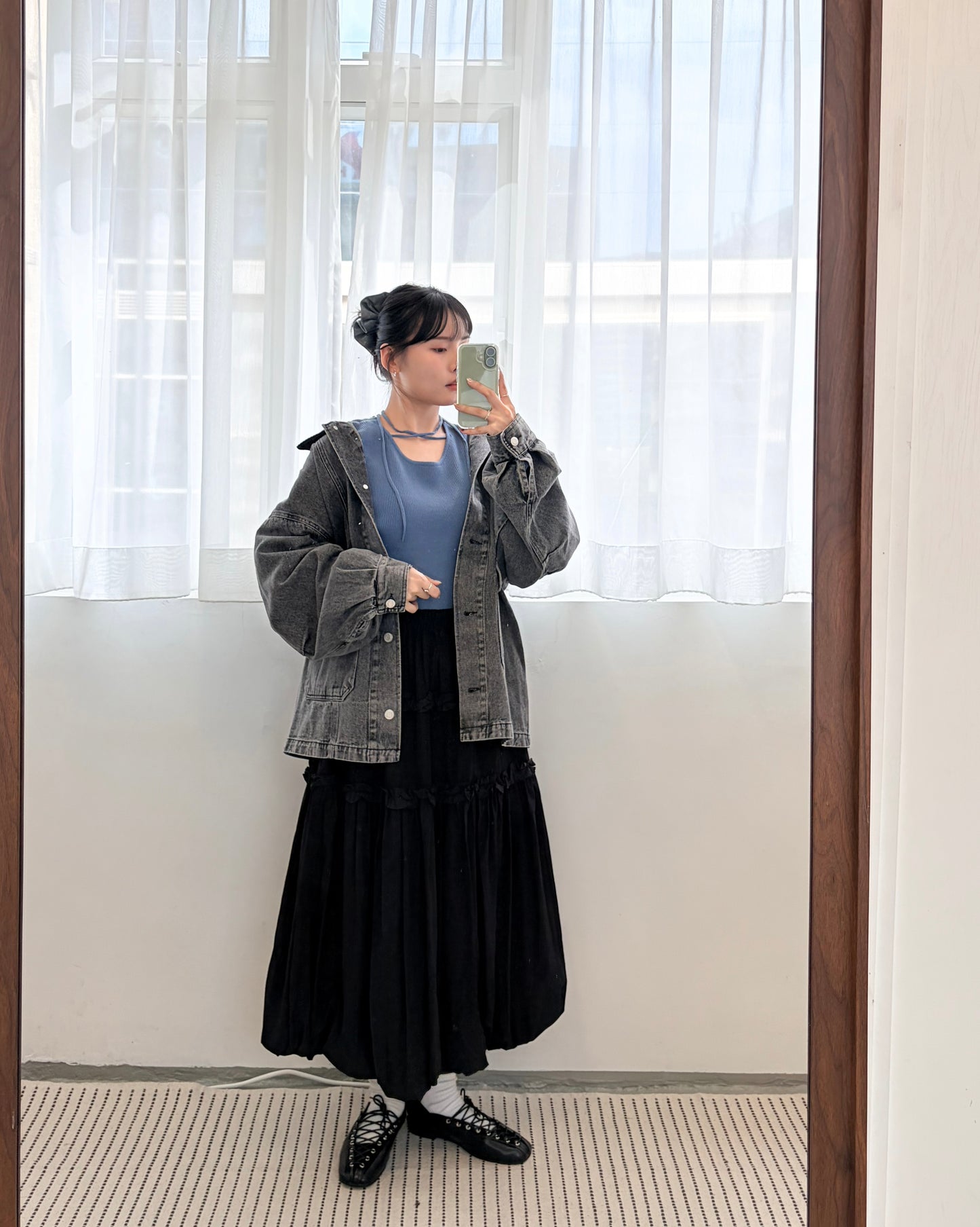 TP682- Neck String ribbon Knit Top |  Ivory | Blue | Black