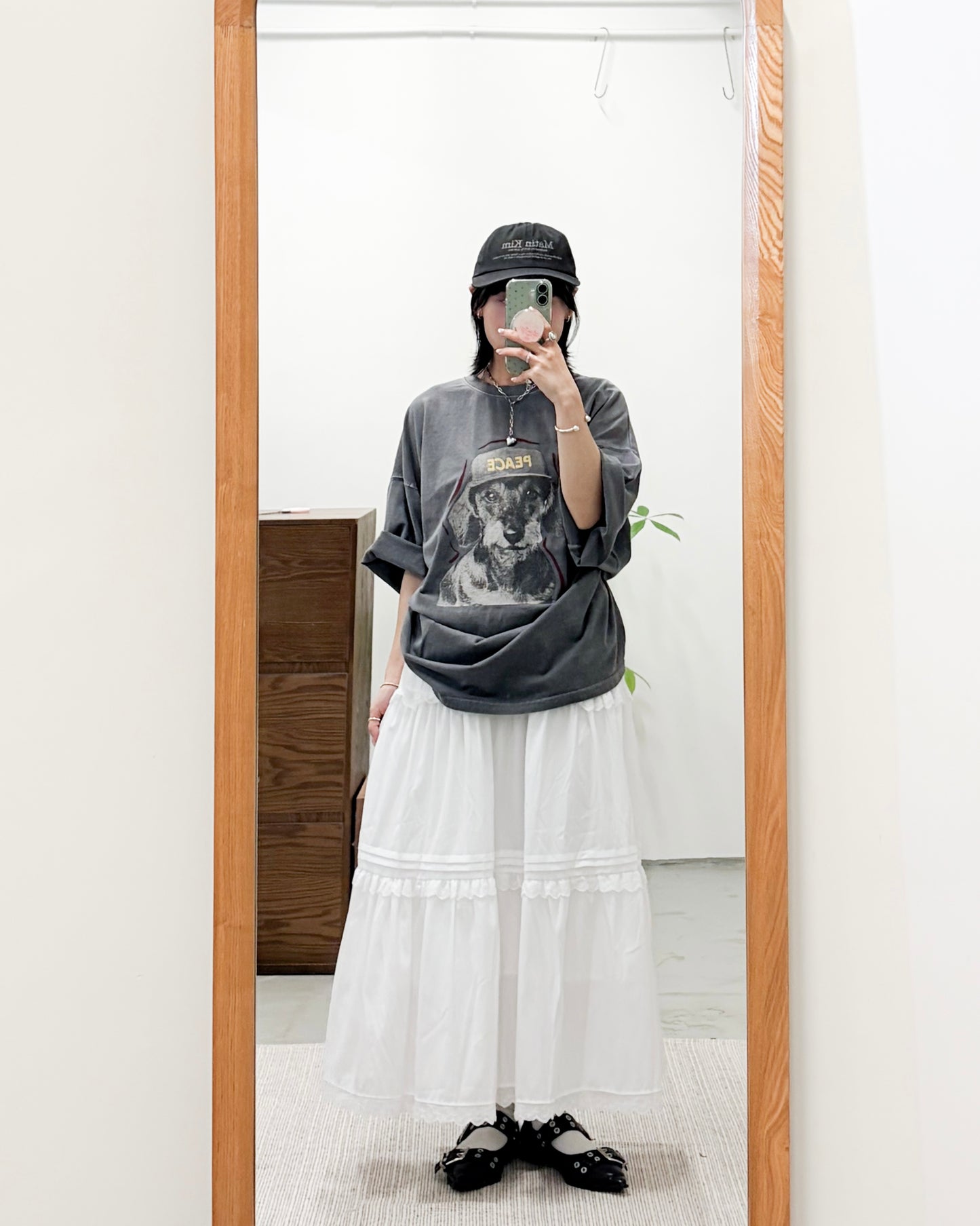 TP754- Unisex Peace Dot Over Size Tee | White | Grey