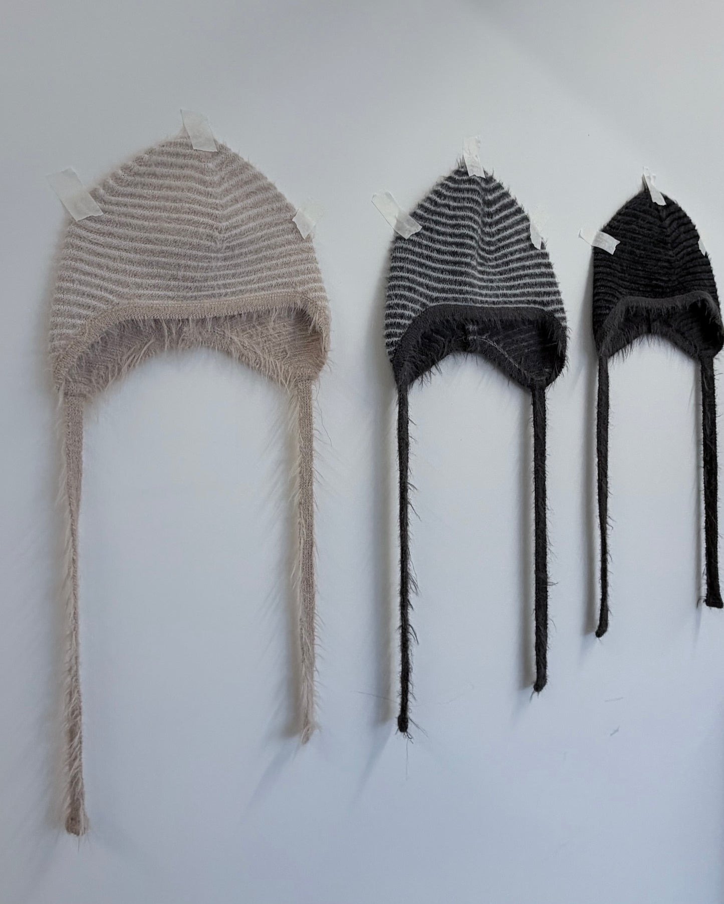 H44- 橫間毛毛Beanie | Beige | Grey | Charcoal