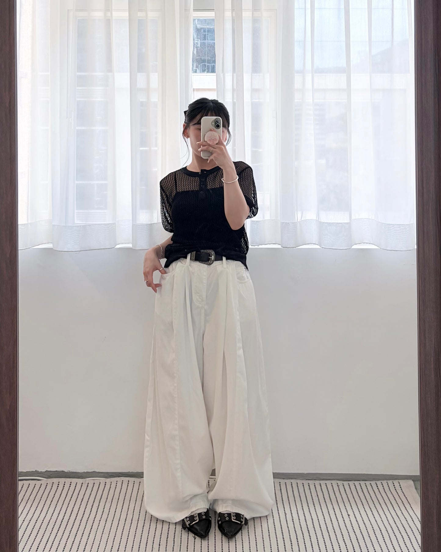 TP806- Knitwear Short Sleeve Top | Ivory | Black