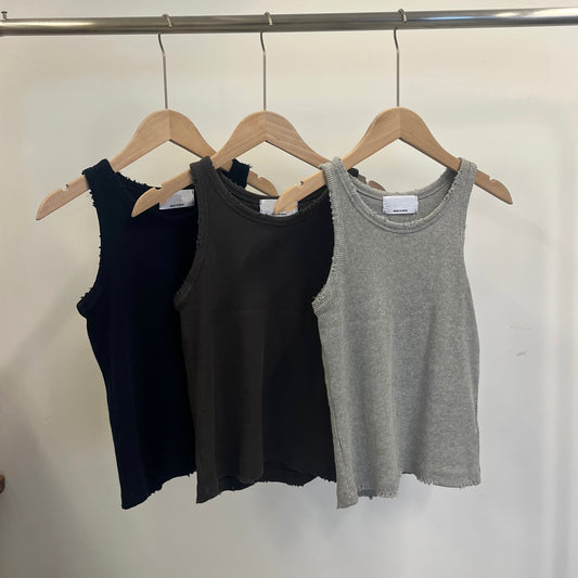 TP655- 破邊直紋背心 ｜Grey | Charcoal | Navy