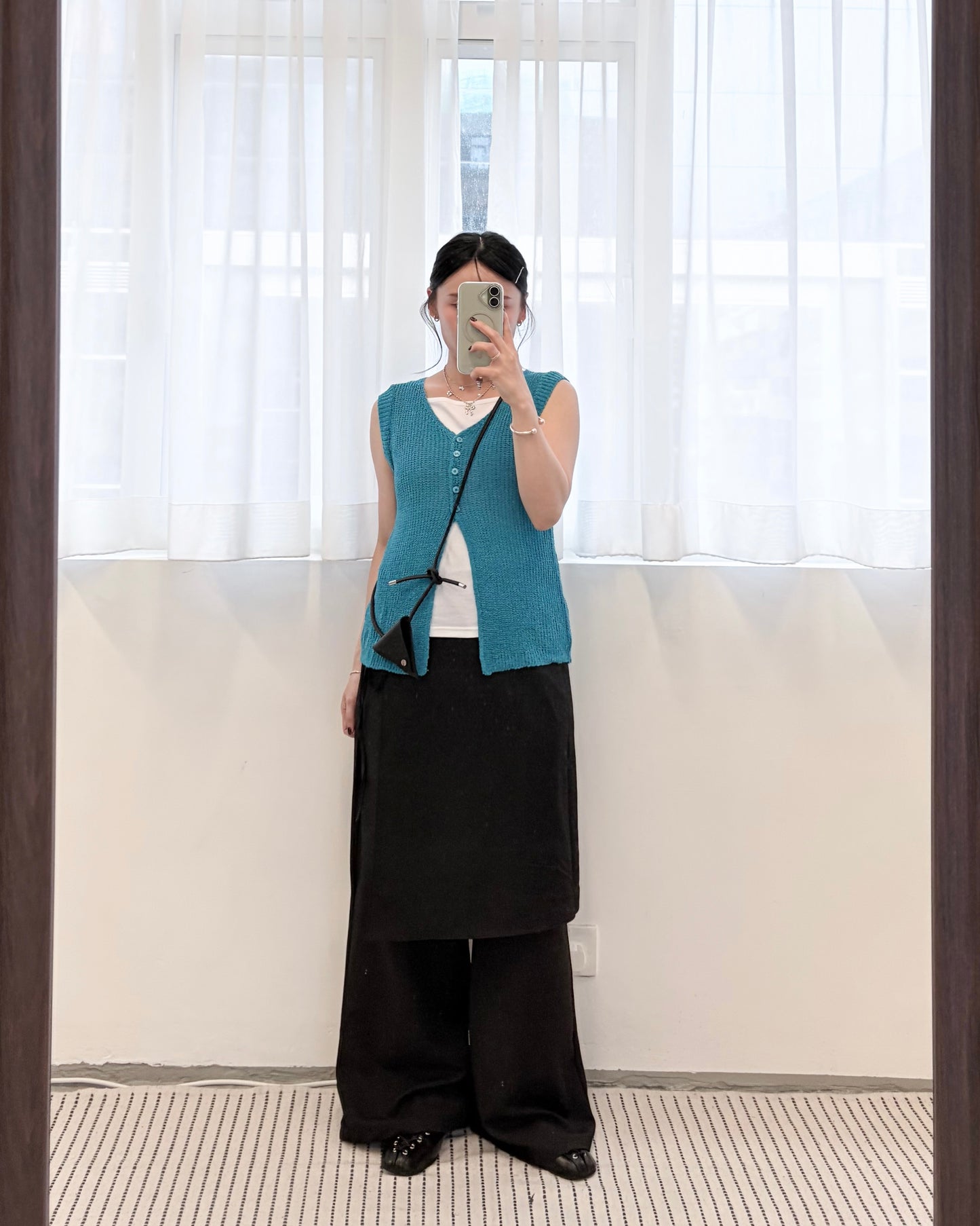 TP784- Button Mesh Vest | White | Blue | Green | Black