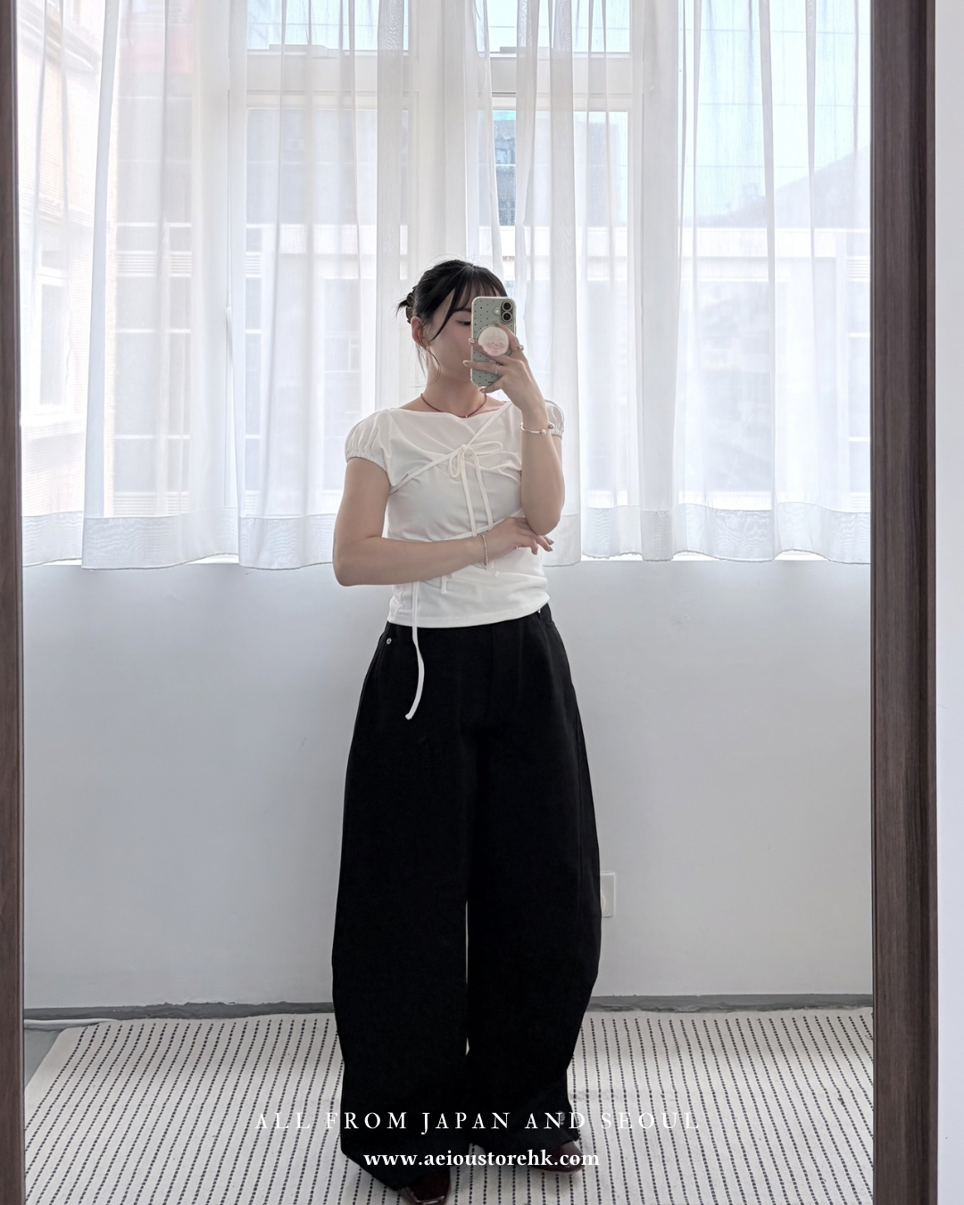 TP770- Cute Ribbon Top | White | Black | Red