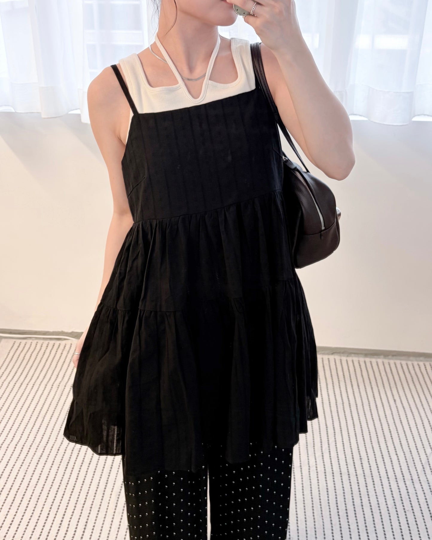 OP77- Tunic Cami One-Piece | White | Black