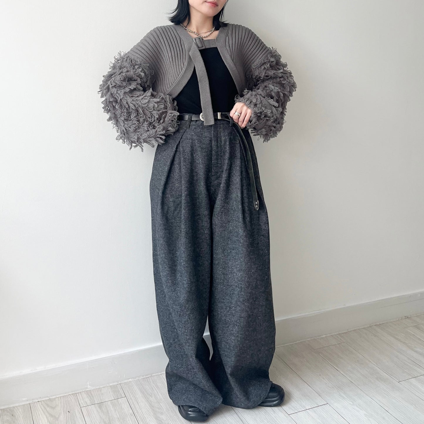 JK28- Soso Sleeves Cardigan | Grey