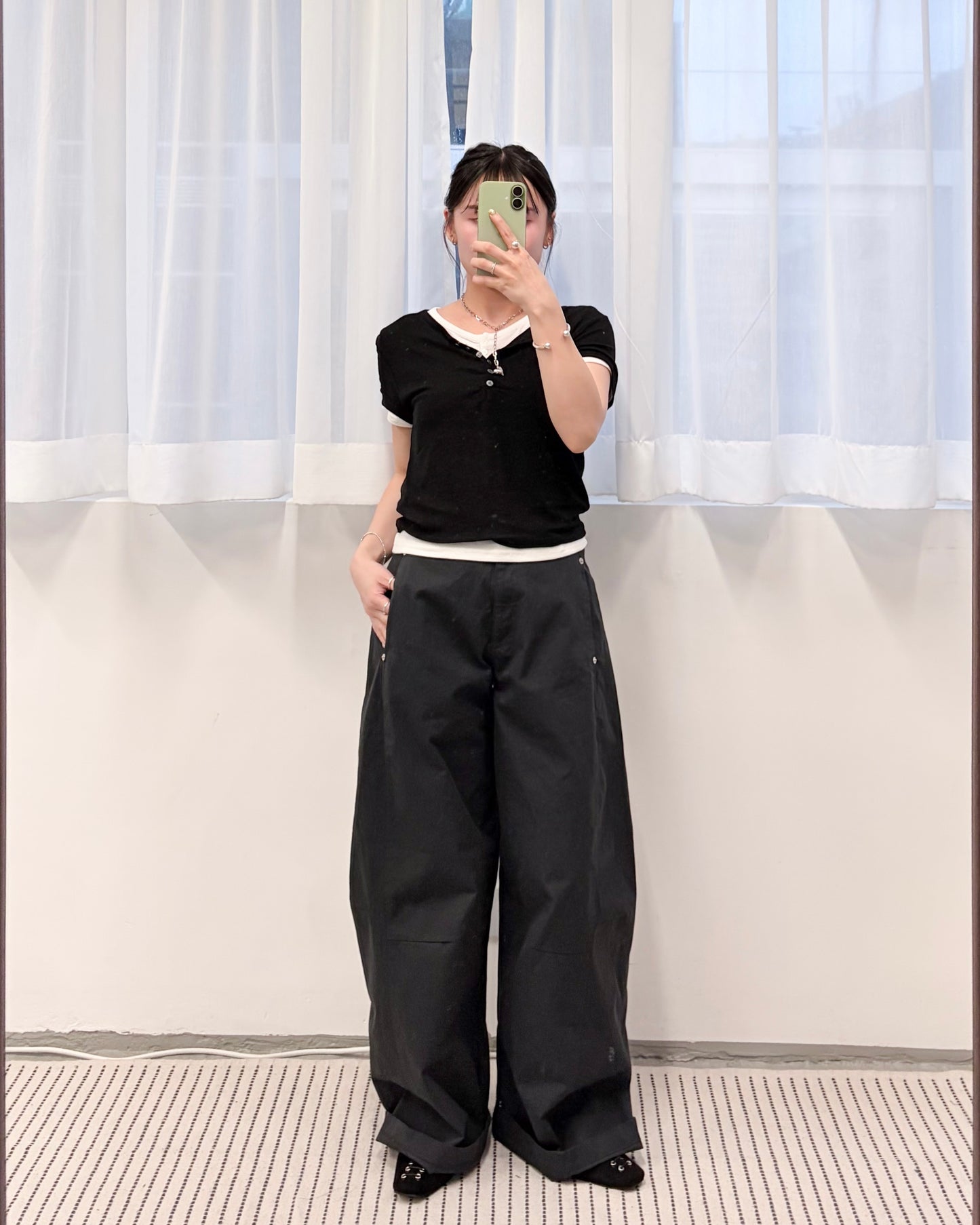 PT112- 薄身直腳褲 | White |Navy | Light Grey | Beige ( S / M / L )