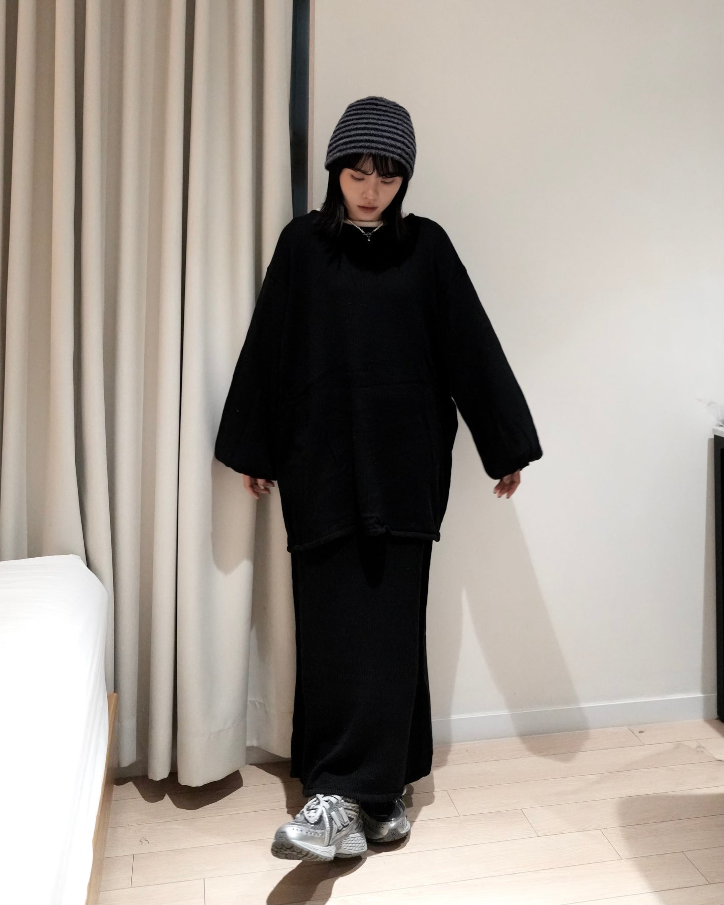 TP705- 3 Way Set Top With Skirt | Grey | Black ( 上衣+ 半截裙 2 件 )