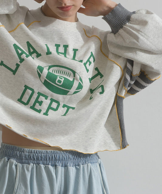 TP709- 拼布Printed Sweatshirt Hoodie | Grey | Navy