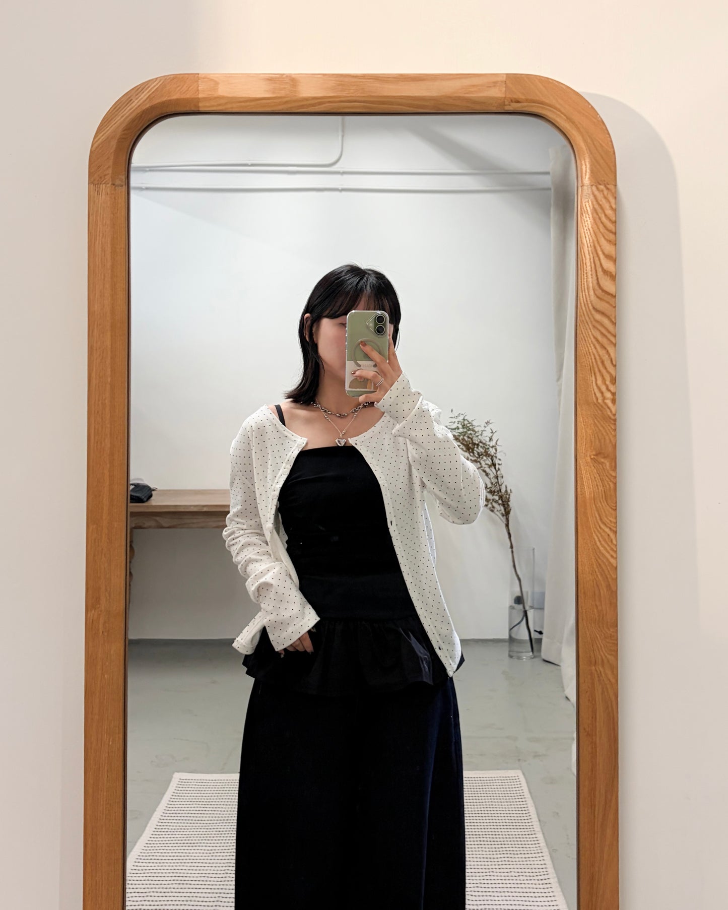 TP712- Small Dot Button Top / Cardigan | White | Red | Navy | Black | Grey | Brown