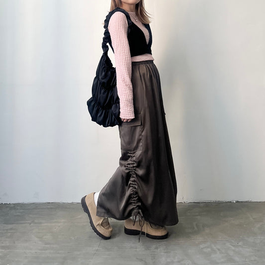 SK61- Shirring Skirt | Brown | Khaki | Black