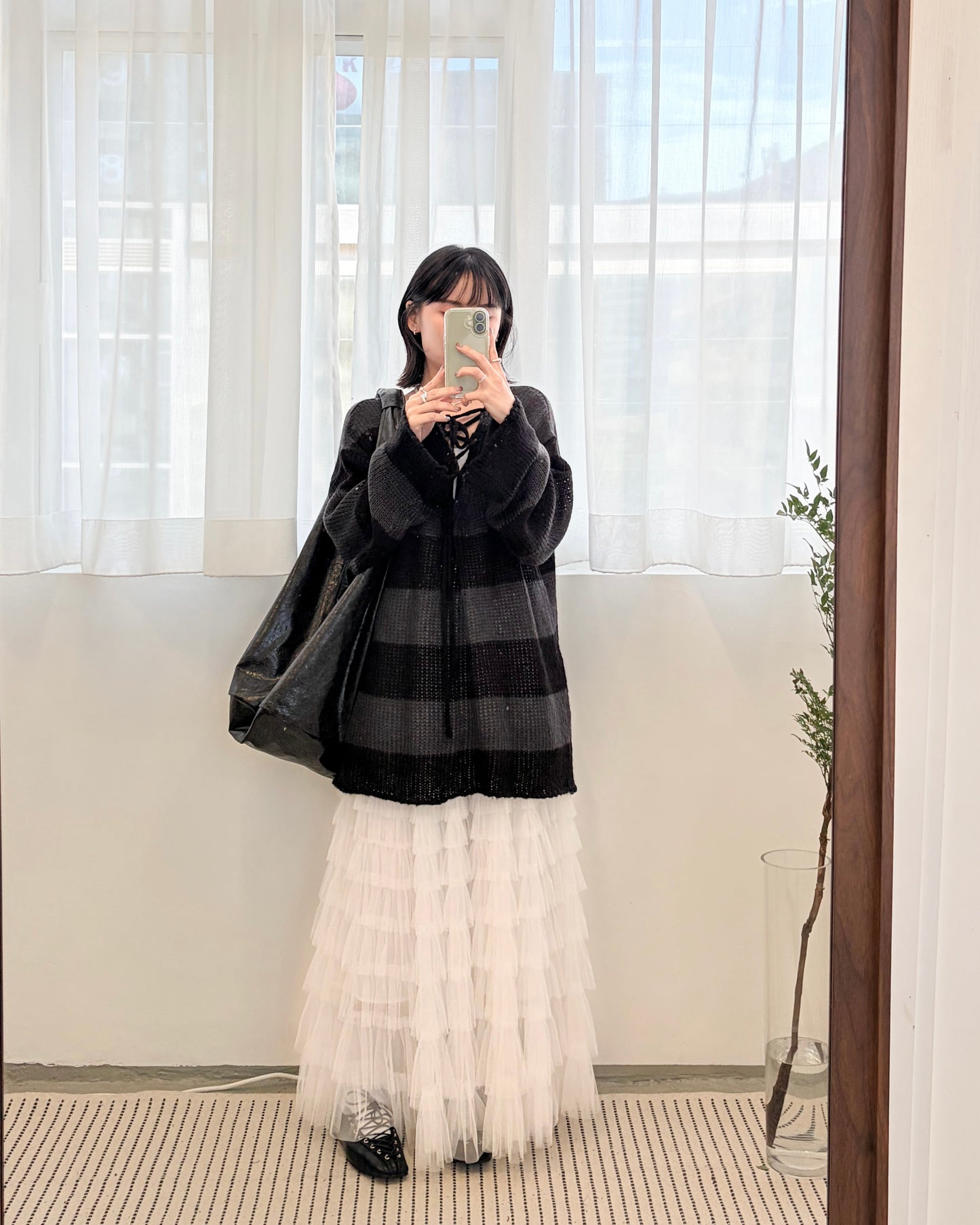 TP691- 拼色2 Ways Stripe Knit Top | Lime x Orange | Blue x Purple | Grey x Black