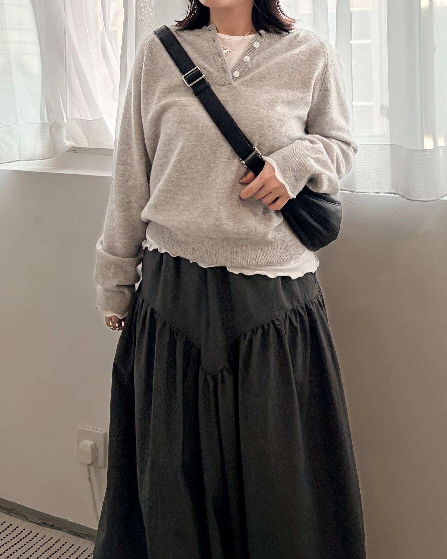 TP718- 🐏Cashmere Button Basic Top | Oatmeal | Pink | Lime | Grey