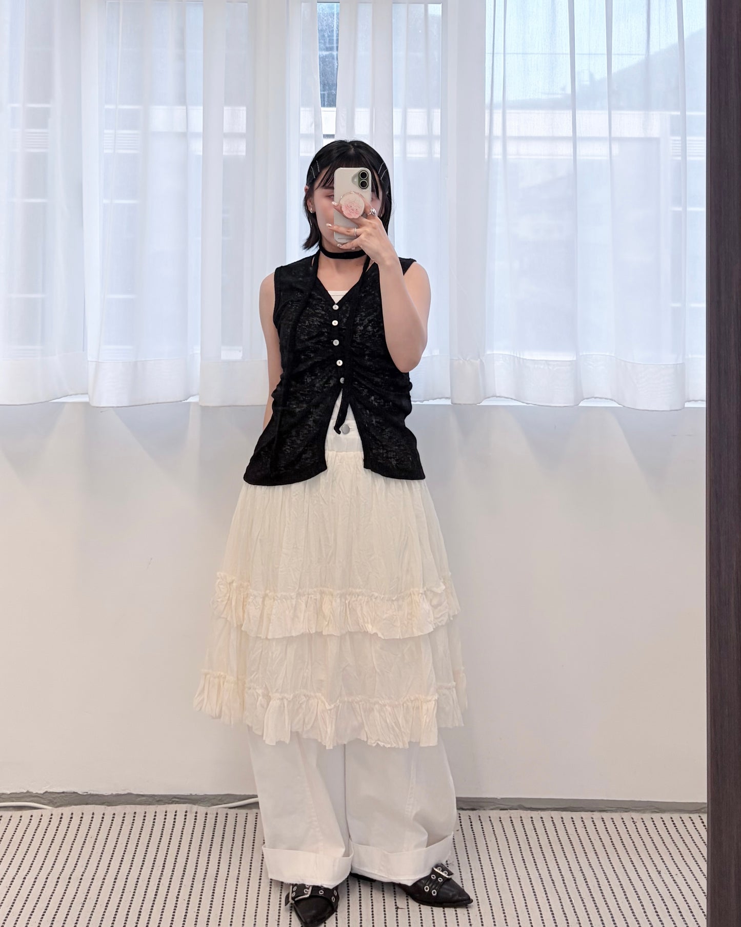 TP821- 網格皺皺連頸帶Set Top | Blue | Grey | Black