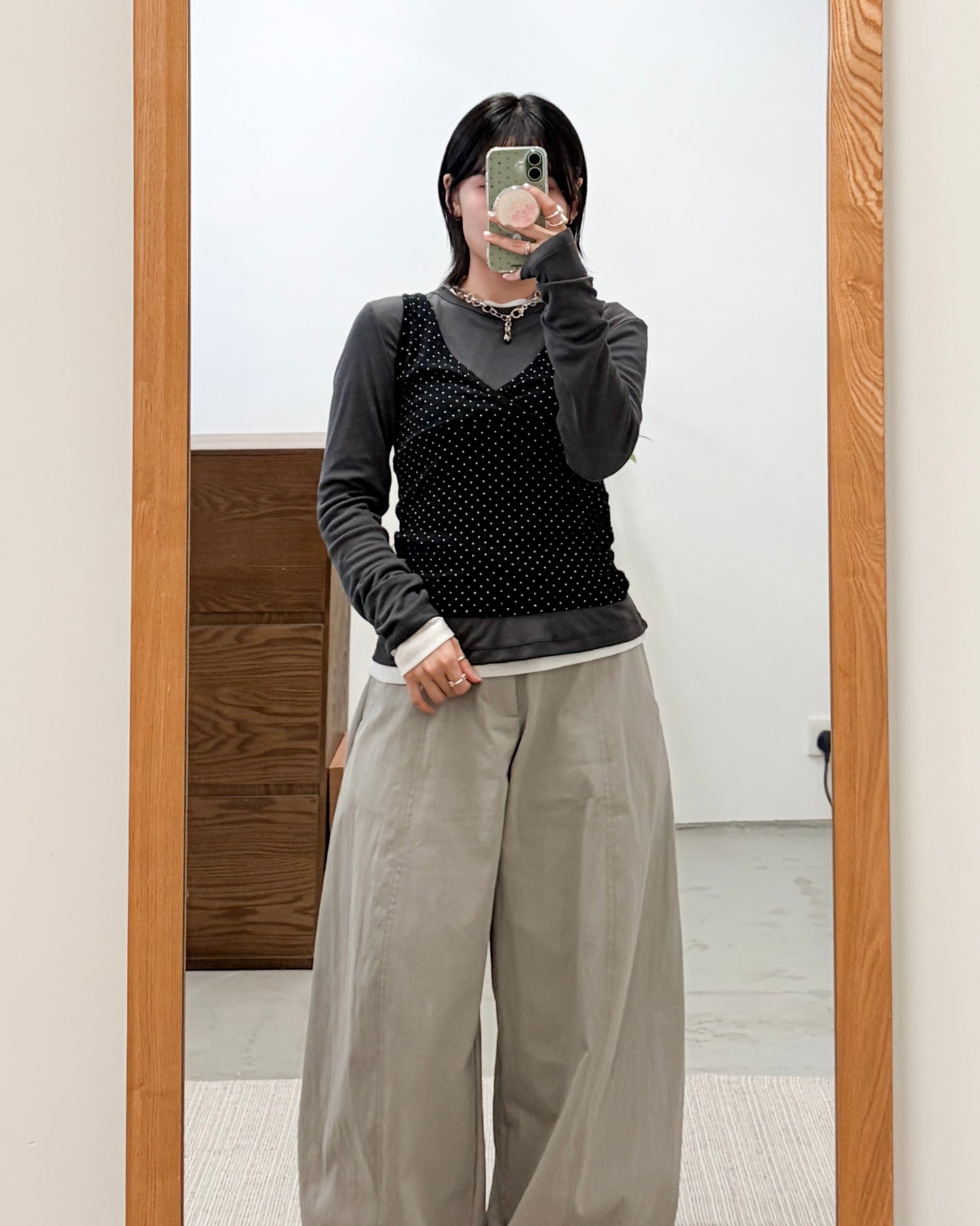 TP741-  三色天絲棉Basic Top | White | Green | Charcoal