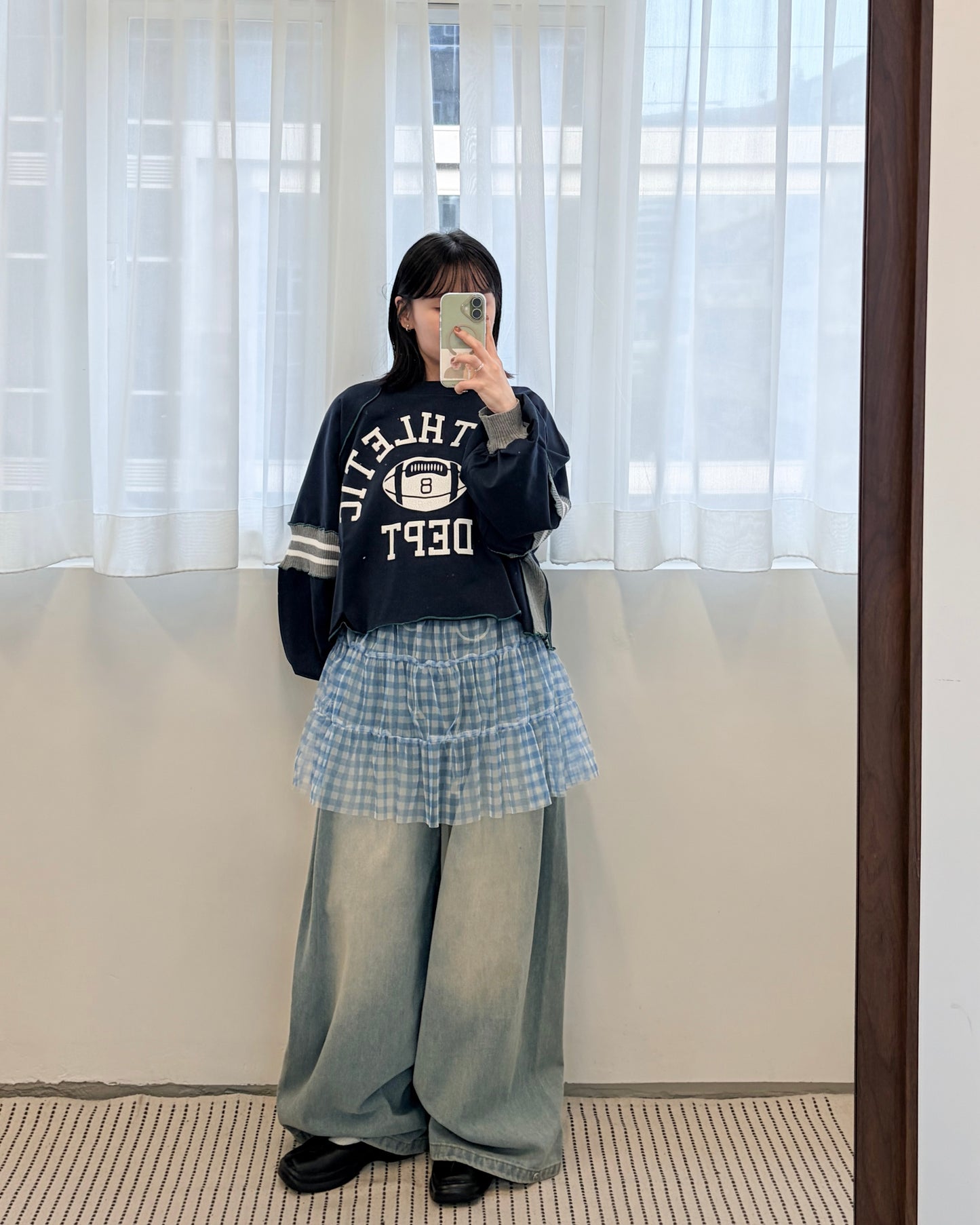 TP709- 拼布Printed Sweatshirt Hoodie | Grey | Navy