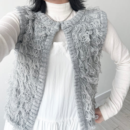 TP441- Loop Knit Cropped Vest | Grey