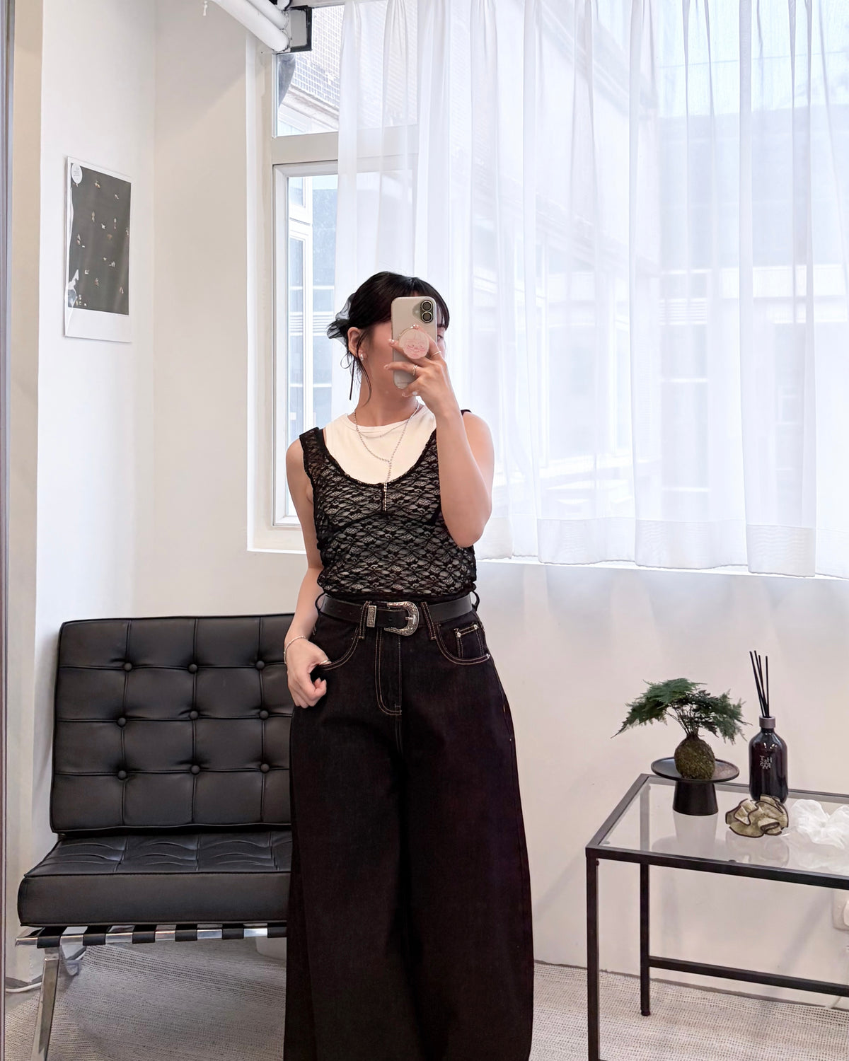 TP831- Short Lace Vest | Ivory | Black