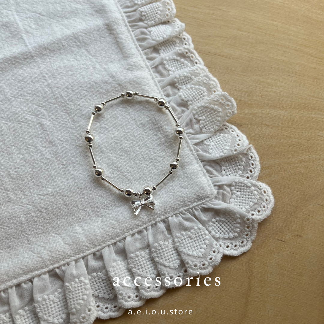 AC237- S925 Ribbon Ball Ball Bracelet ( 彈性橡筋 )