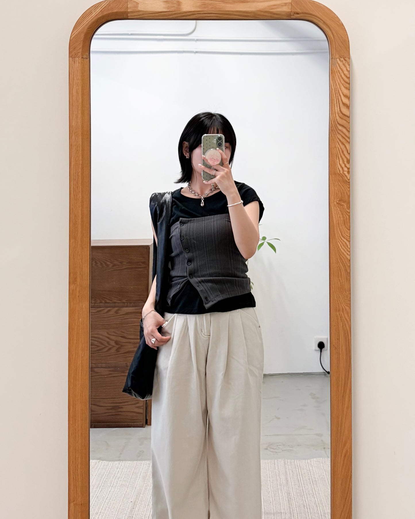 TP749 - Button Tube Top | Light Grey | Grey | Black