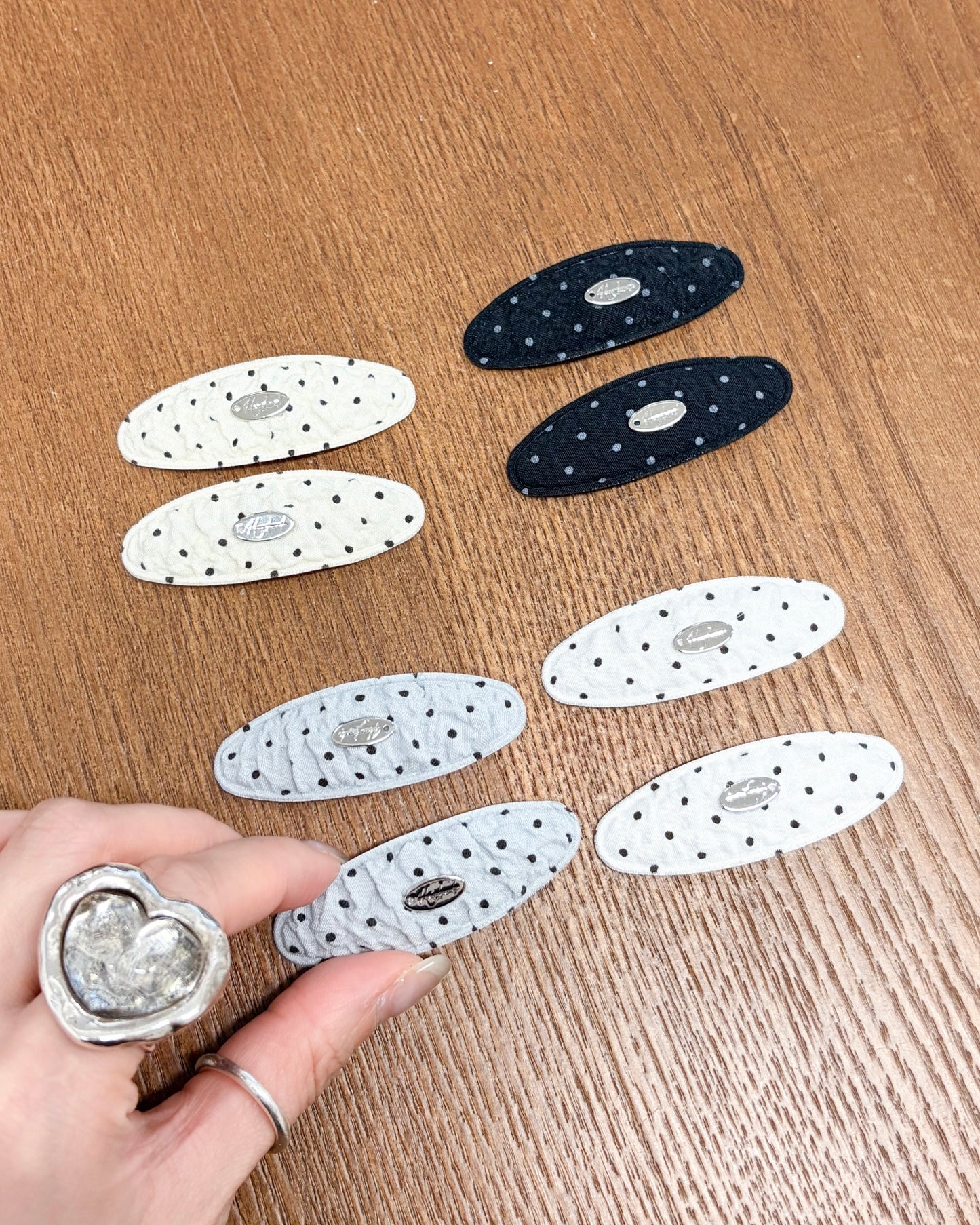 AC303- Small Dot Hair Clip | White | Grey | Butter | Black (1 pair)