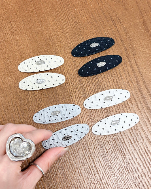 AC303- Small Dot Hair Clip | White | Grey | Butter | Black (1 pair)