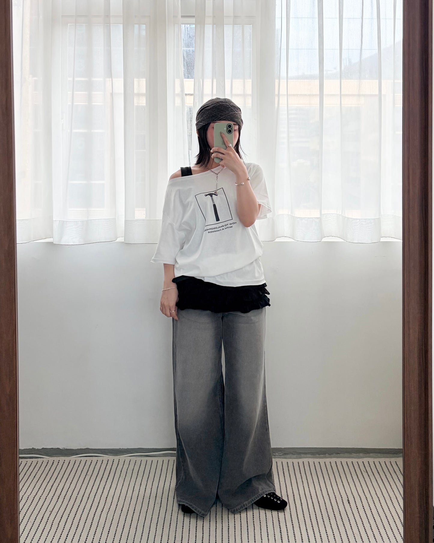 TP774- Wide Neck 🔨 Tee | White  | Black