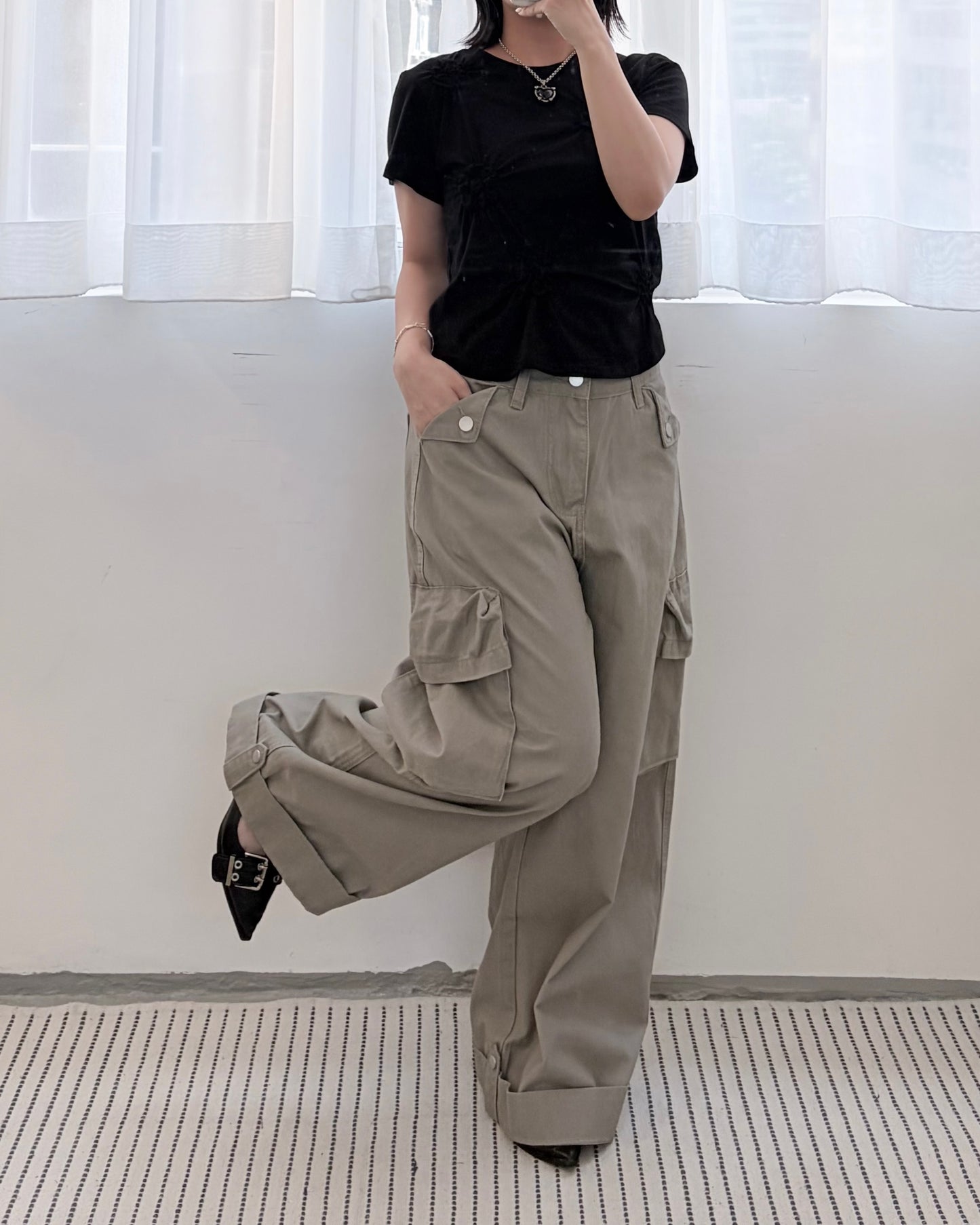 PT122- Pocket Pants | Khaki | Black