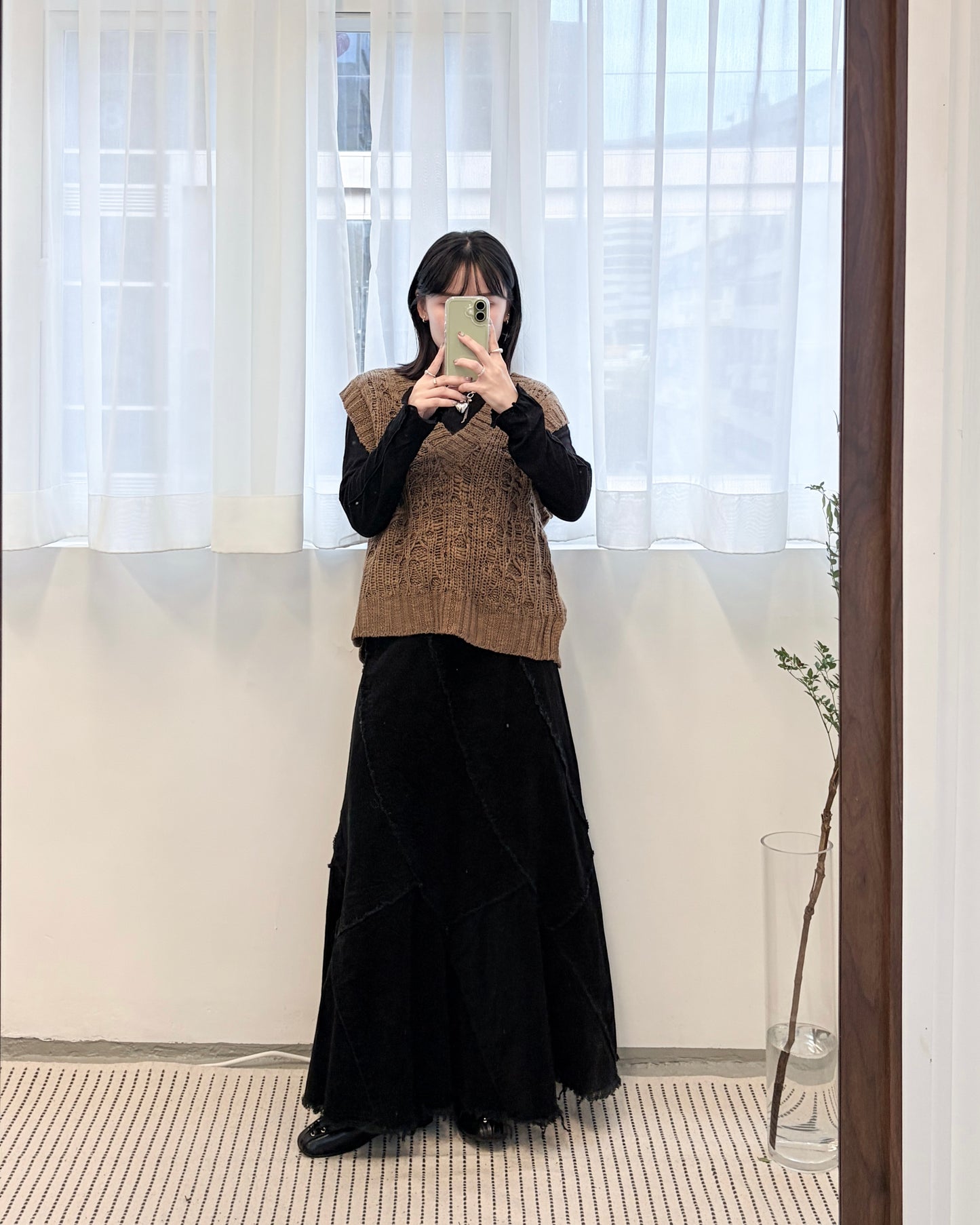 TP705- V Neck Knit Vest Top | Ivory | Camel Brown | Black