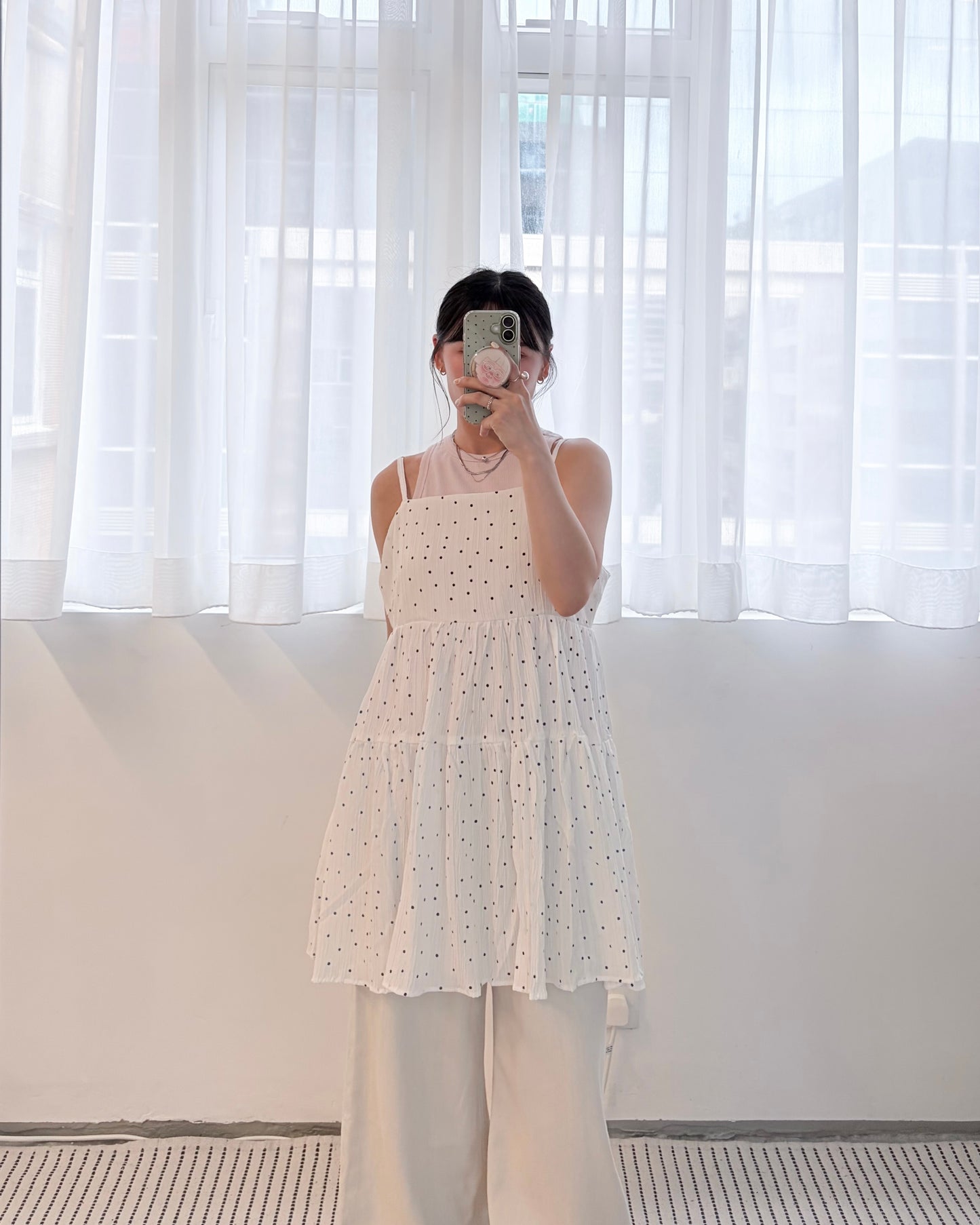 OP79- Dot Tunic Cami One-Piece | White Dot | Black Dot