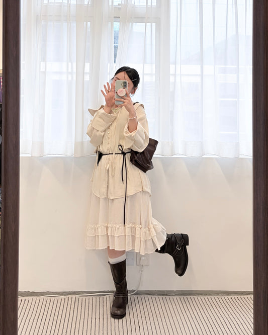 TP785- Sailor Coller Rayon Blouse | White | Beige | Blue | Black