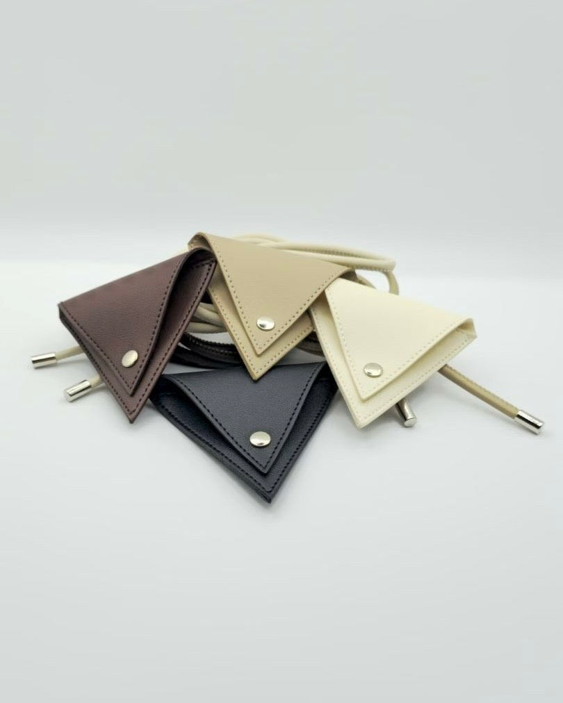 BT15- PU Triangle Pocket Belt | Ivory | Beige | Brown | Black