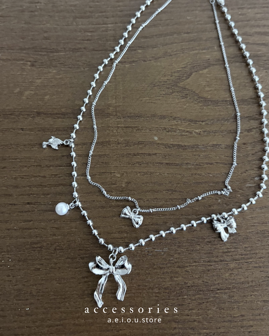 AC313- Ribbon Bird Necklace Set
