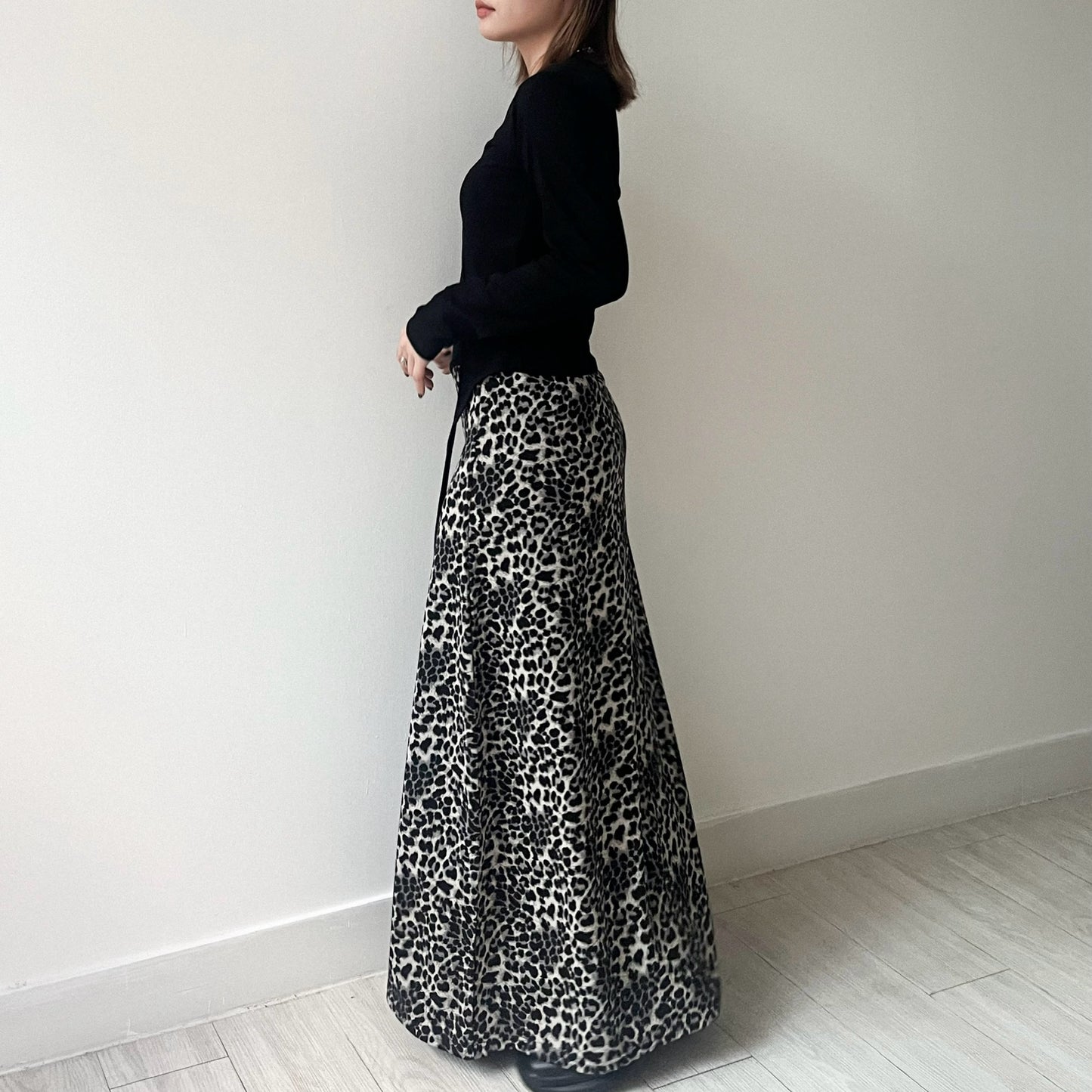 SK94- Leopard Print Skirt | Brown | Black