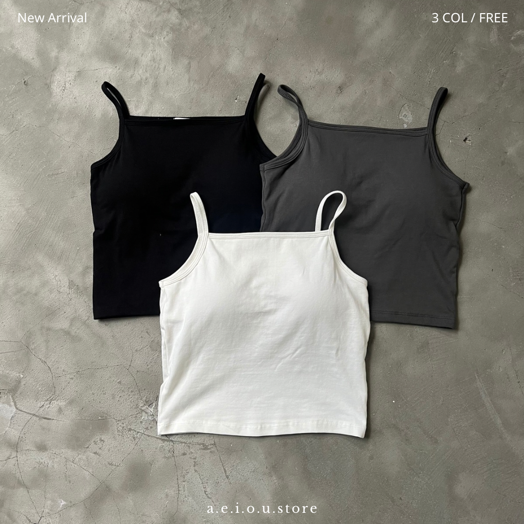 TP328- Camisole Vest Top With Pad | White | Grey | Black